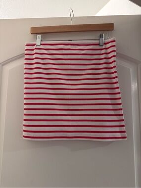 LOFT Red and White Striped Mini Skirt